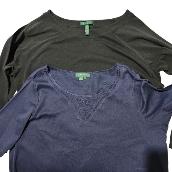 Lauren Ralph Lauren Blouse 2PCS  One Black One Blue - Picture 1 of 13